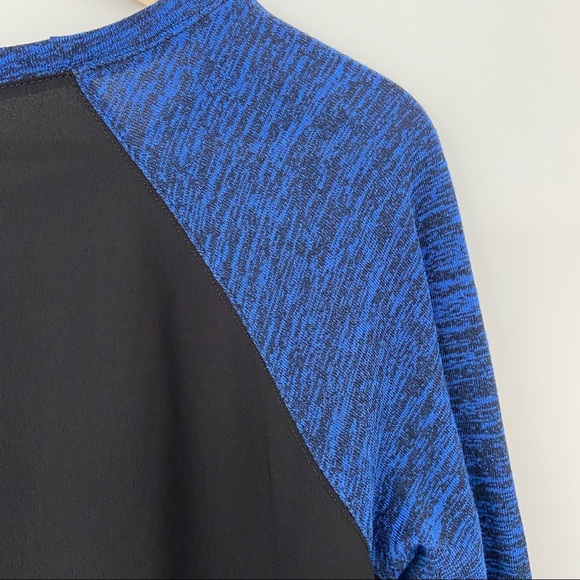 J. CREW BLUE/BLACK COLOUR BLOCKED RAGLAN TOP, MIXED MEDIA, MEDIUM - Picture 9 of 10